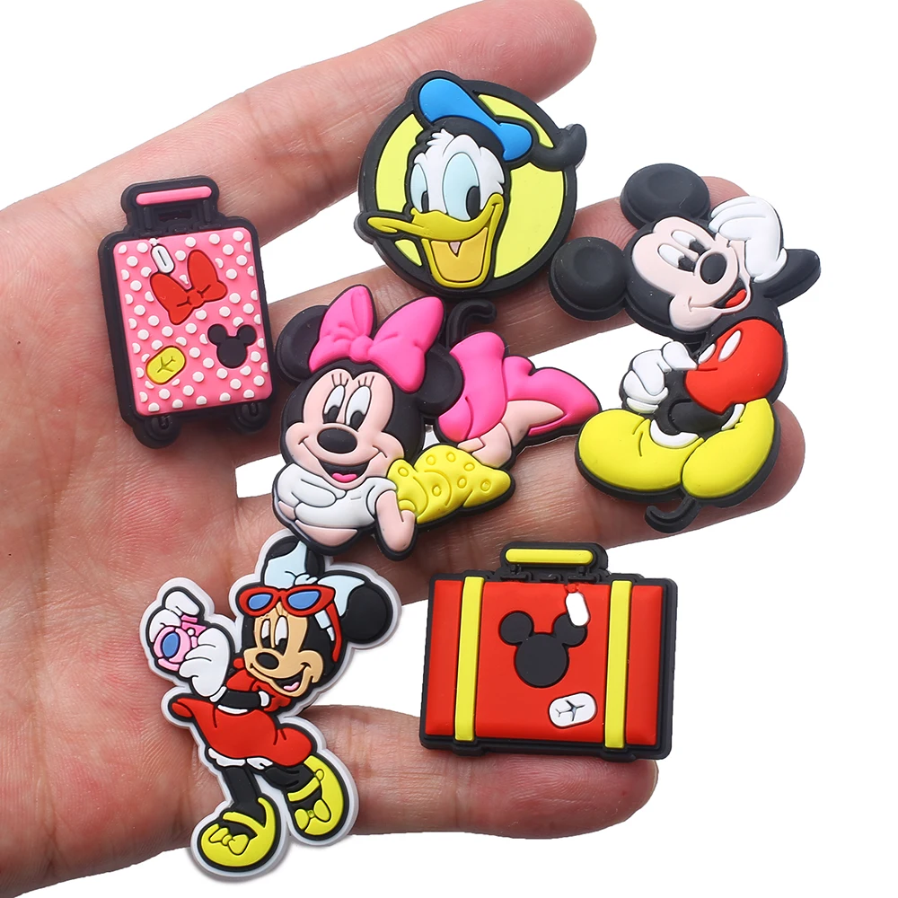 Single sale 1pcs Mickey Donald Duck series PVC shoe Charms Kids Accessories Fit Clogs PVC Shoe Decorations Buckle Gifts image 2