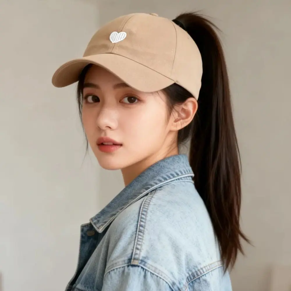 Fashion Love Heart Summer Baseball Cap Breathable Adjustable Sun Hat Sweet Casual Empty Top Hat Women Girls