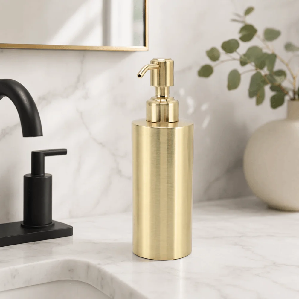 

Stainless Steel Soap Dispenser 260ml Capacity With Pump Lotion Bottle Gold Refillable Liquid Soap Dispenser