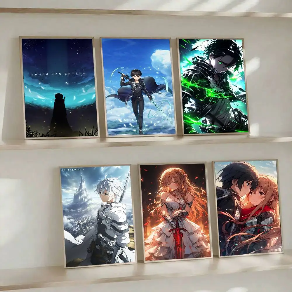 Anime Sword Art Online Kirito Asuna Wall Poster HD Canvas Living Room Decor view 5