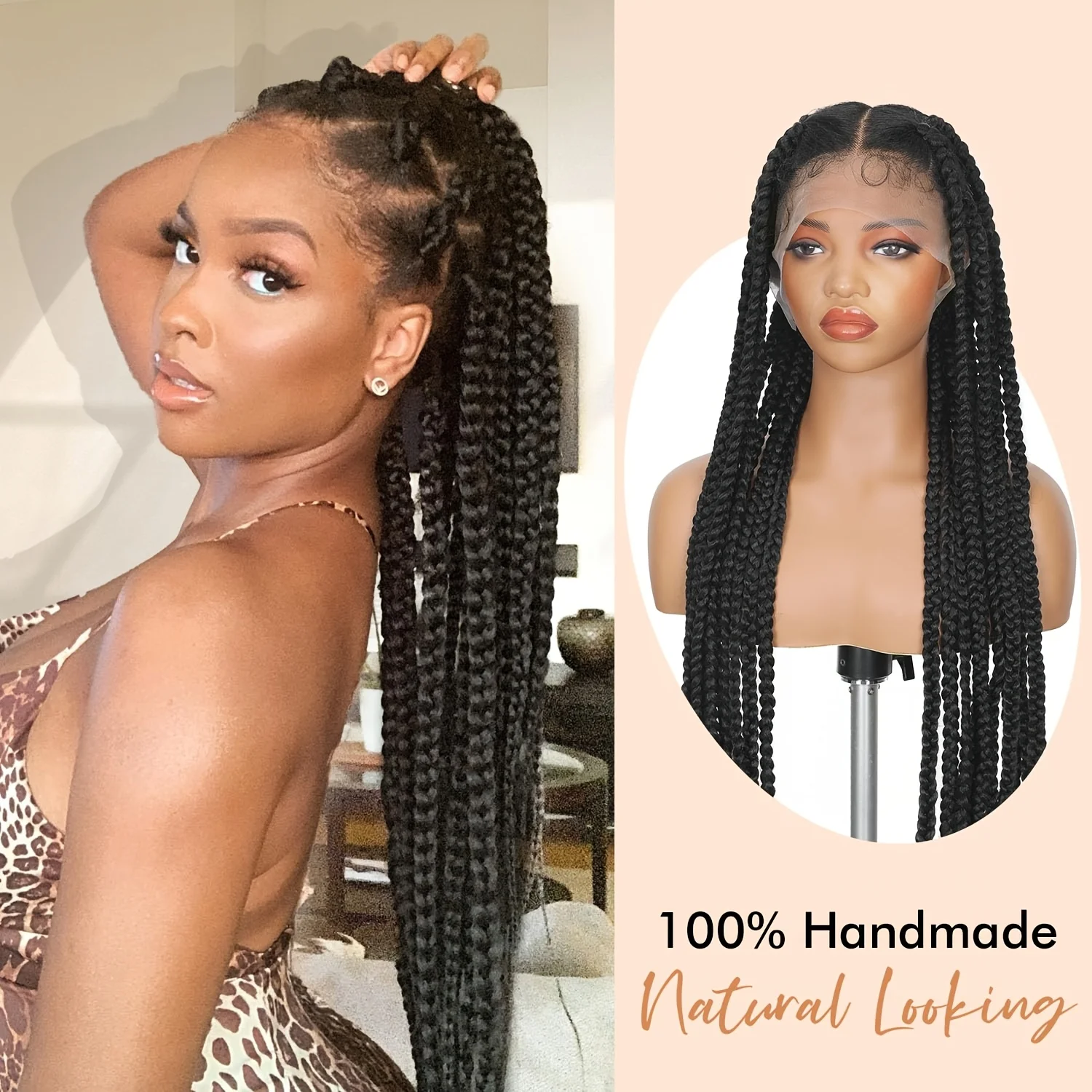 Full Lace Jumbo Braided Wigs for Knotless Box Braid Wig with Hair 32
