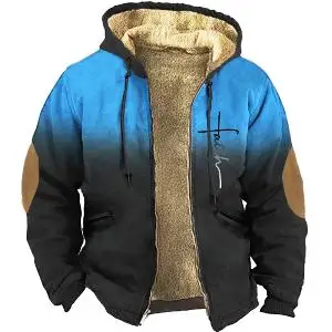 Men's Parkas Long Sleeve Coat Gradient Color Print Cross Logo Warm Jacket for Men/Women Thick Clothing Outerwear