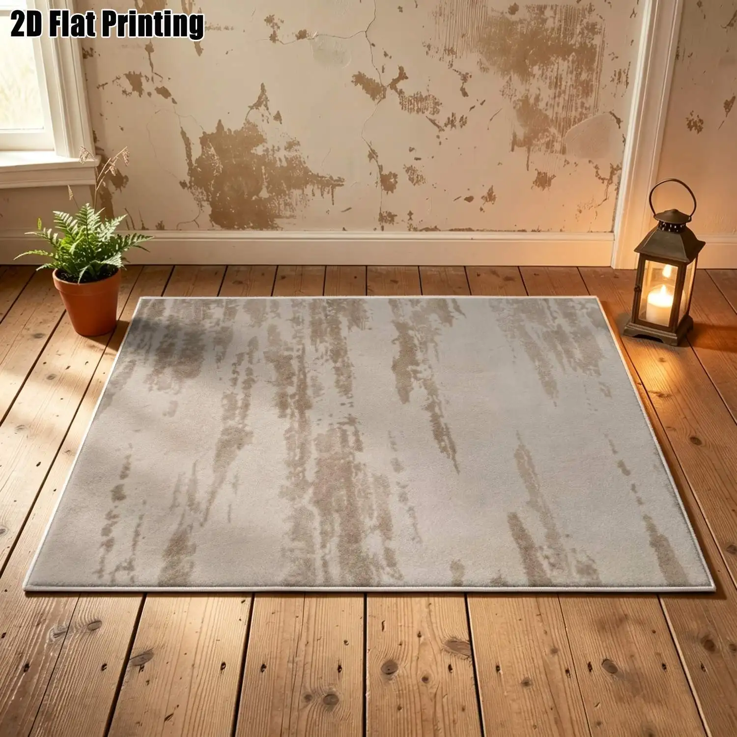 1Pc 2D Printed Beige Abstract Art Velvet Carpet: Nordic Style for Modern, European & Vintage Interiors, Home Decor, Multi-Size, Machine Washable, Multi-Scene Use