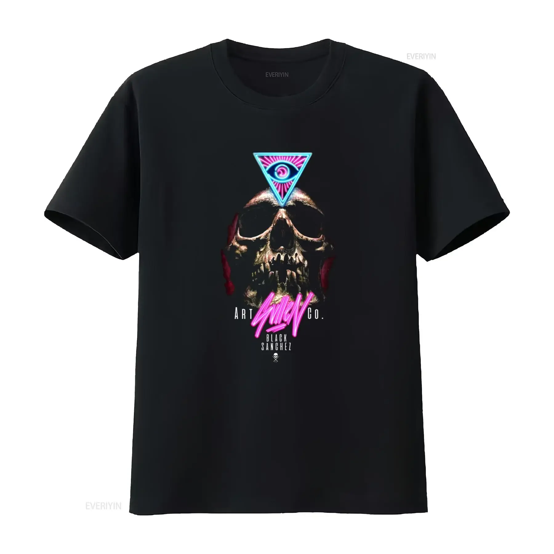 Sullen Mens Black Sanchez T Shirt Skull Print vintage Washed Soft Stylish graphic Slightly designer clothes Breathable