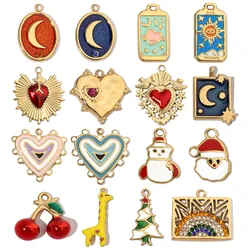 3pcs/Lot Moon Heart Enamel Stainless Steel Diy Charms Women Christmas Tree Earring Necklace Cherry Giraffe Jewelry Pendant