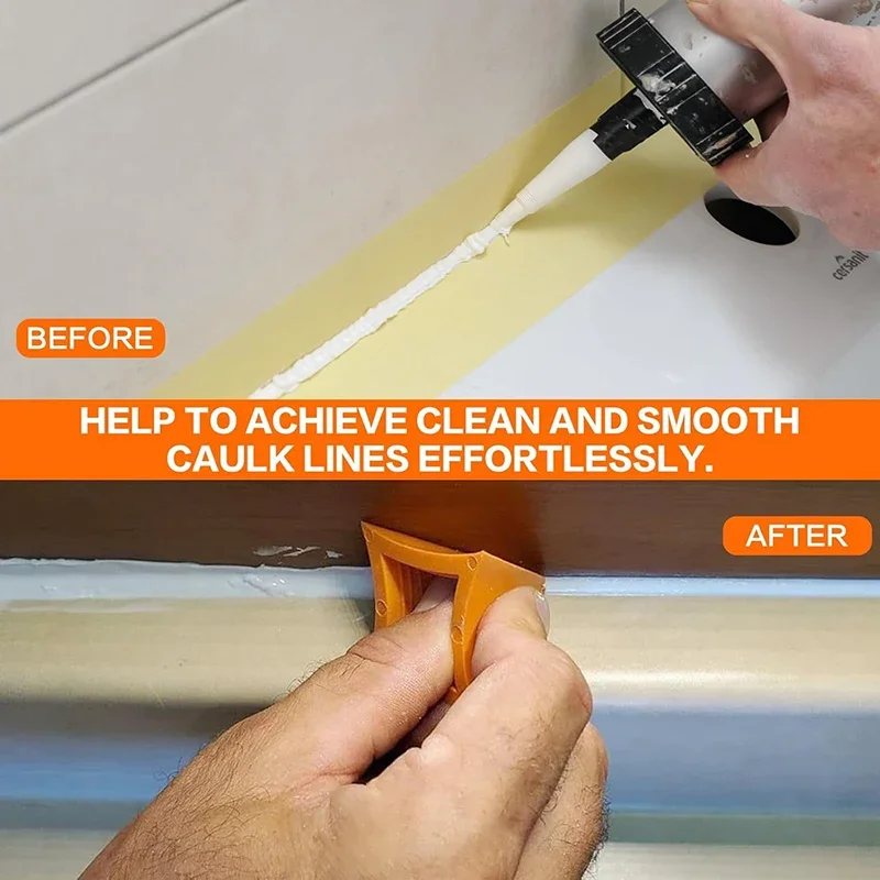 Ferramenta de calafetagem de silicone resistente ao calor, espalhador e raspador de selante reutilizável para azulejos, rejunte de janela e acabamento de costura de cozinha, 2 peças