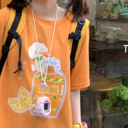 Lovely Orange Fruit Juice Cartoon T Shirts Students Girls Oversized T-shirt Japanese Anime Kawaii Tee Tops Summer Short Sleeve