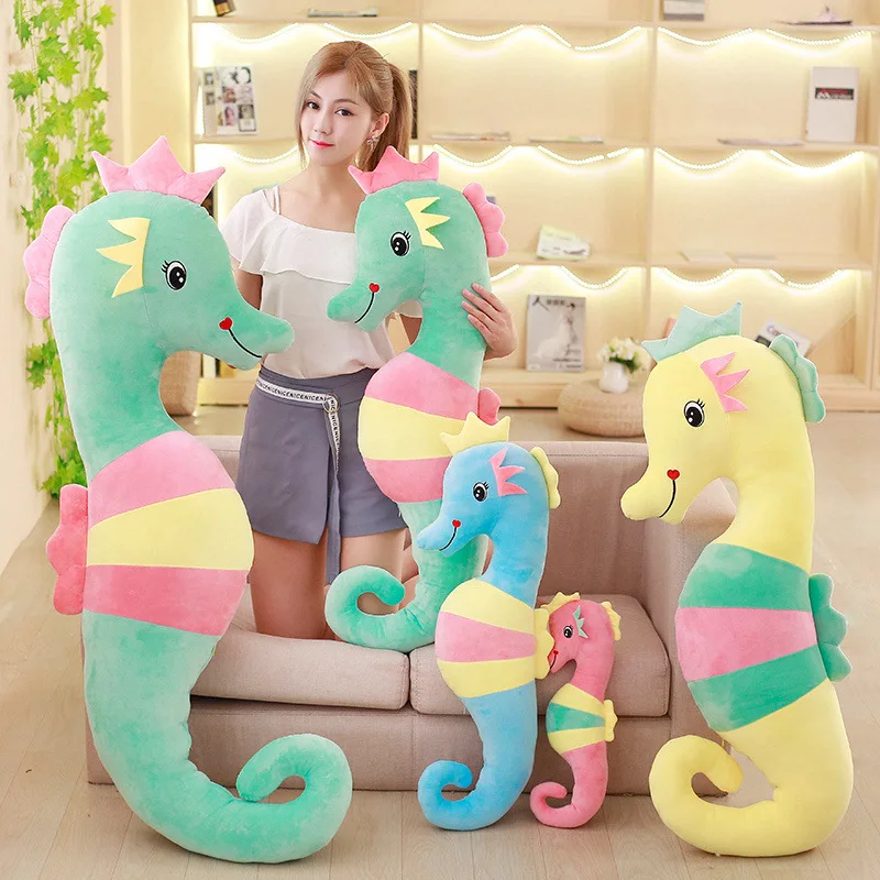 50/90/120cm Kreskówkowy Pluszowy Konik Morski z Bawełny Puchowej Królowa Pluszaki Marzycielska Tęcza Do Spania Przytulanka Poduszka do Otulania Wypchana Lalka