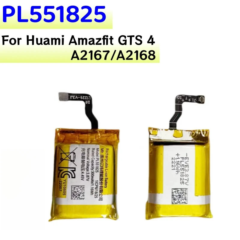 

Аккумулятор 300 мАч PL 551825 для Huami Amazfit GTS 4, аккумулятор для часов A2167/A2168 EVE PL 551825 с инструментами