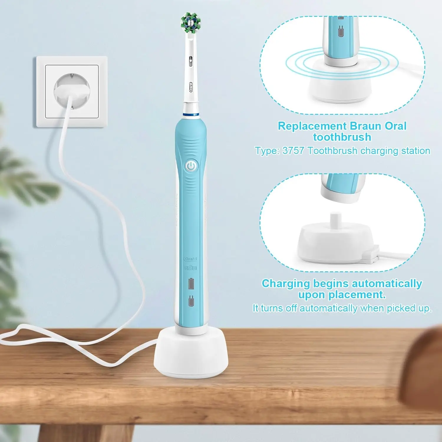 شاحن Brangdy مناسب لفرشاة الأسنان الكهربائية أورال بي سلسلة iO 3 4 5 6 1000/3000/5000/7000/7500 قاعدة شاحن حثي مقاوم للماء #6