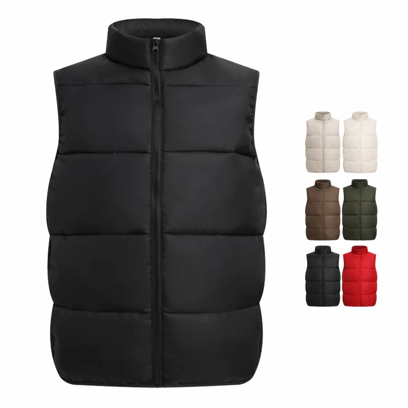 

Autumn And Winter Fashion Cotton Vest Cotton Standing Collar Sleeveless Stand Thick Clothes Solid Color Vest Jacket Male Unisex