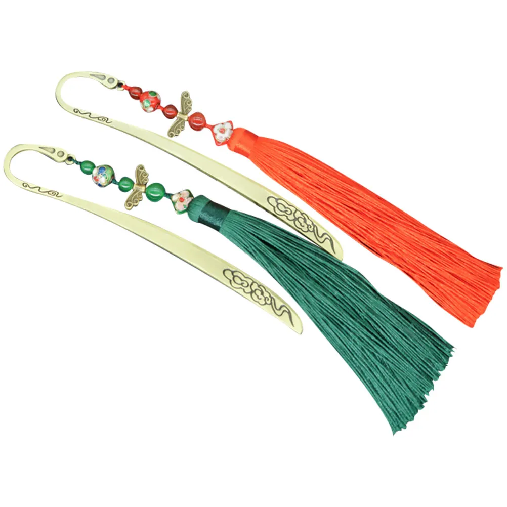 

1 шт. винтажная закладка в китайском стиле с длинной кисточкой, медная, плоская, для чтения, подарок для студентов, писателей, читателей