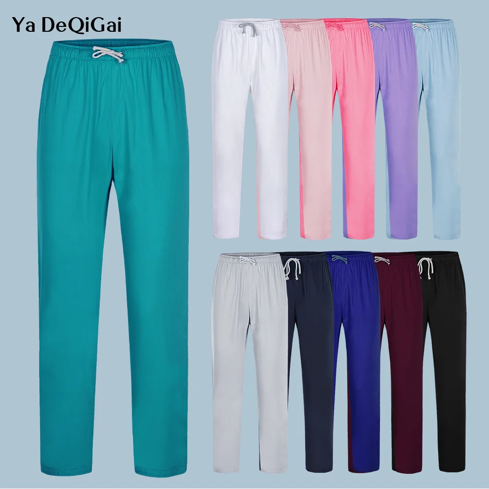 Pantalones médicos para mujer, uniformes de enfermera, pantalones de trabajo a prueba de polvo de laboratorio, venta al por mayor, pantalones de cintura elástica, pantalones de enfermería