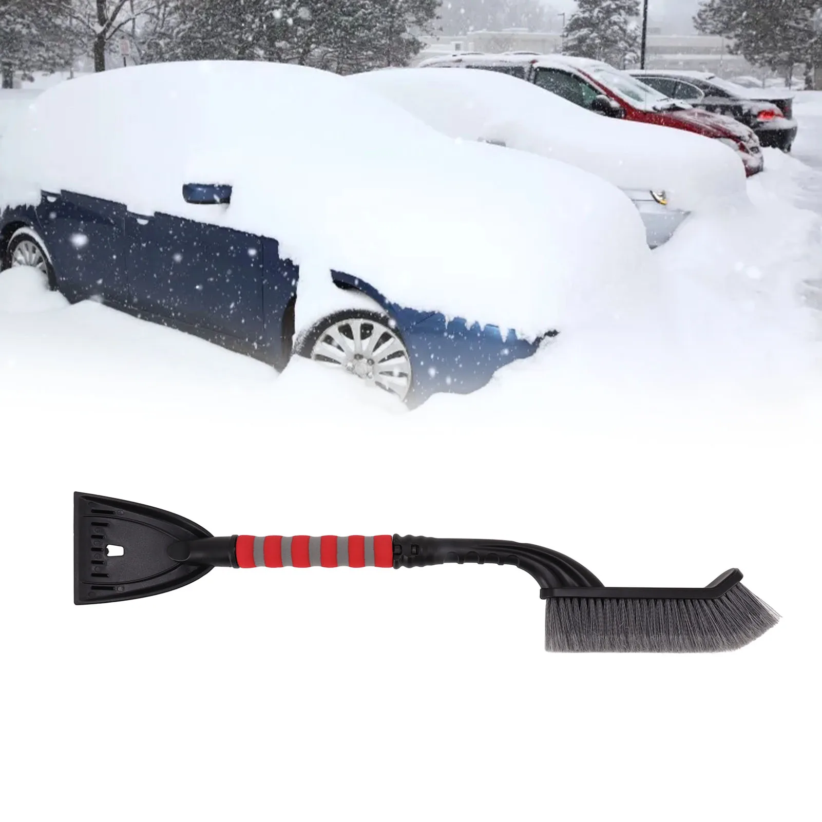 Raspador de hielo cepillo de nieve herramienta de limpieza de deshielo de vidrio de invierno, suministros de eliminación de nieve con agarre de espuma ergonómico para coche