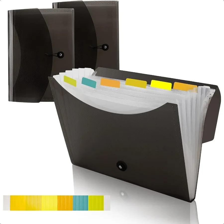 

3 Pack 7 Pocket Expanding File Folder with Colored Tabs A4 Letter Size Accordian File Paper Document Folder Organizer Bill Pape