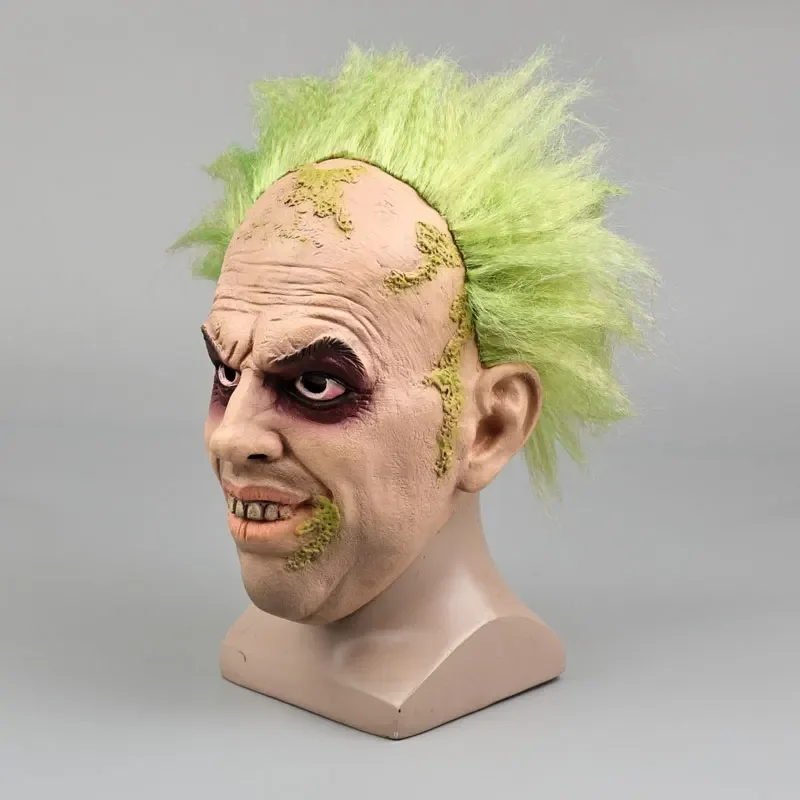 Masque de tête de mort bleu Beetlejuice pour hommes et femmes, équipement de sauna cosplay, accessoires de jeu pour la fête d'Halloween, accessoire de performance de Pâques