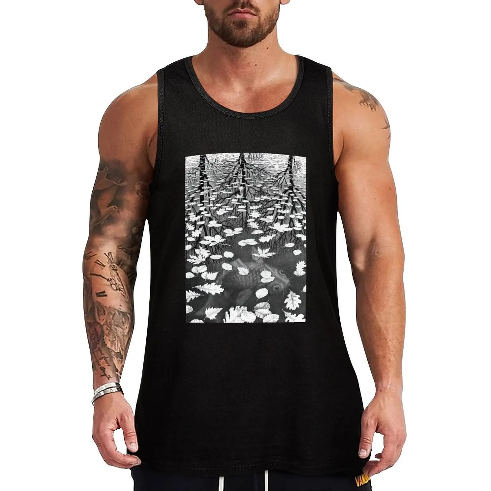 

Three Worlds by M.C. Escher Tank Top Lightweight Sleeveless T Shirt Basic Casual Top