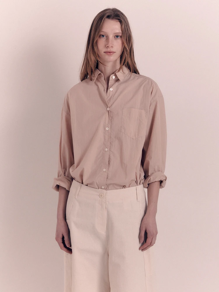 Vestibilità ampia Colletto alto lungo Sve Casual irt Donna Coreana Sle Estate New Faion Miscela di cotone artificiale Bottoni