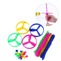 20 unids/lote, platillos voladores de cuerda para tirar, juguetes para niños, niñas, helicópteros, césped, juegos de deportes al aire libre, discos voladores de plástico, OVNI