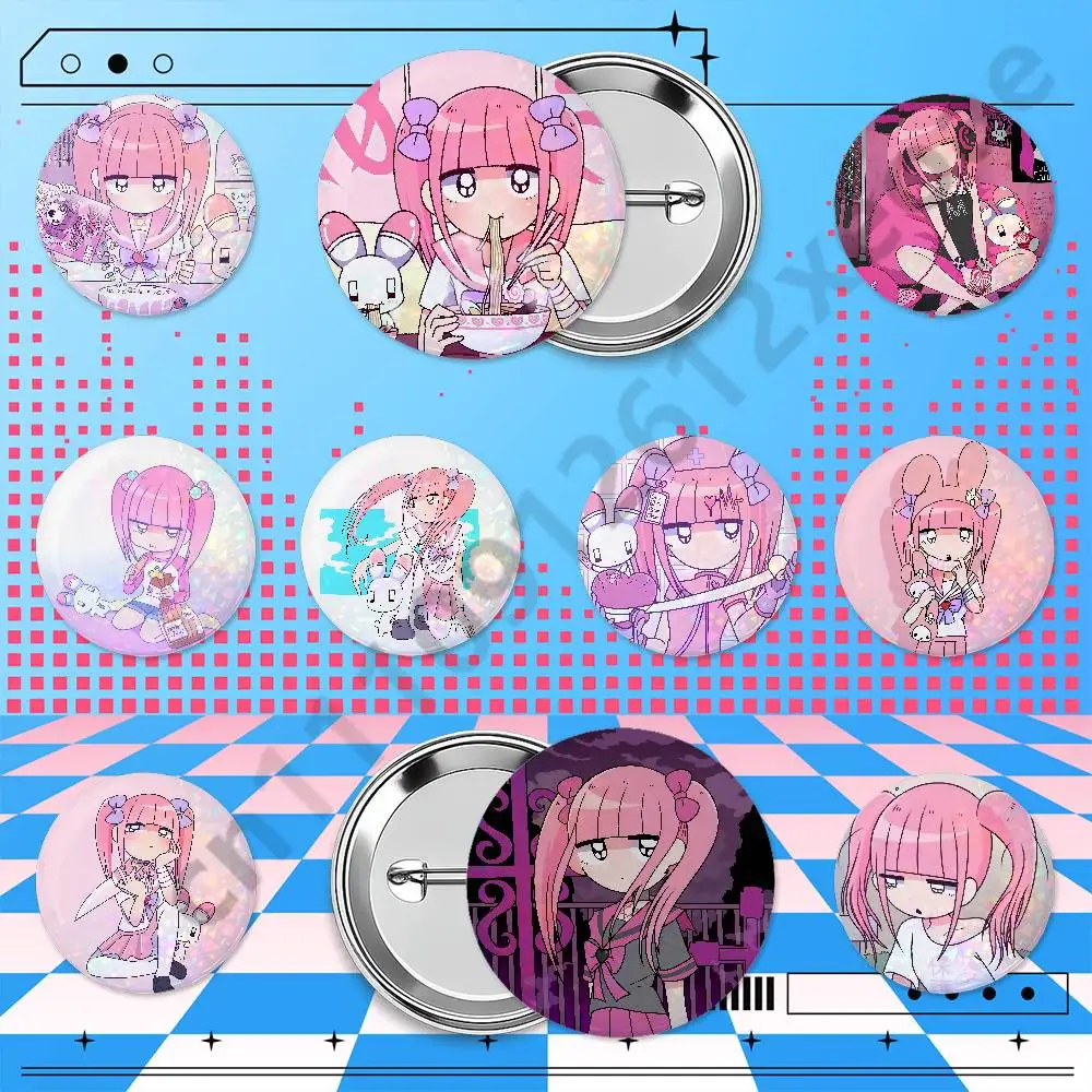 Menhera chan Wholesale Custom Tinplate Button Badges Round Pinback Brooches for Hats Bags and Clothes