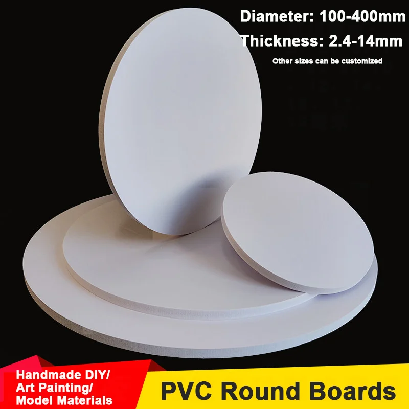 Plaque en PVC, diamètre 100-500 mm, épaisseur 2,4-14 mm, plaque ronde fine, plaque circulaire, panneau en mousse PVC blanc, matériau DIY, traitement personnalisé