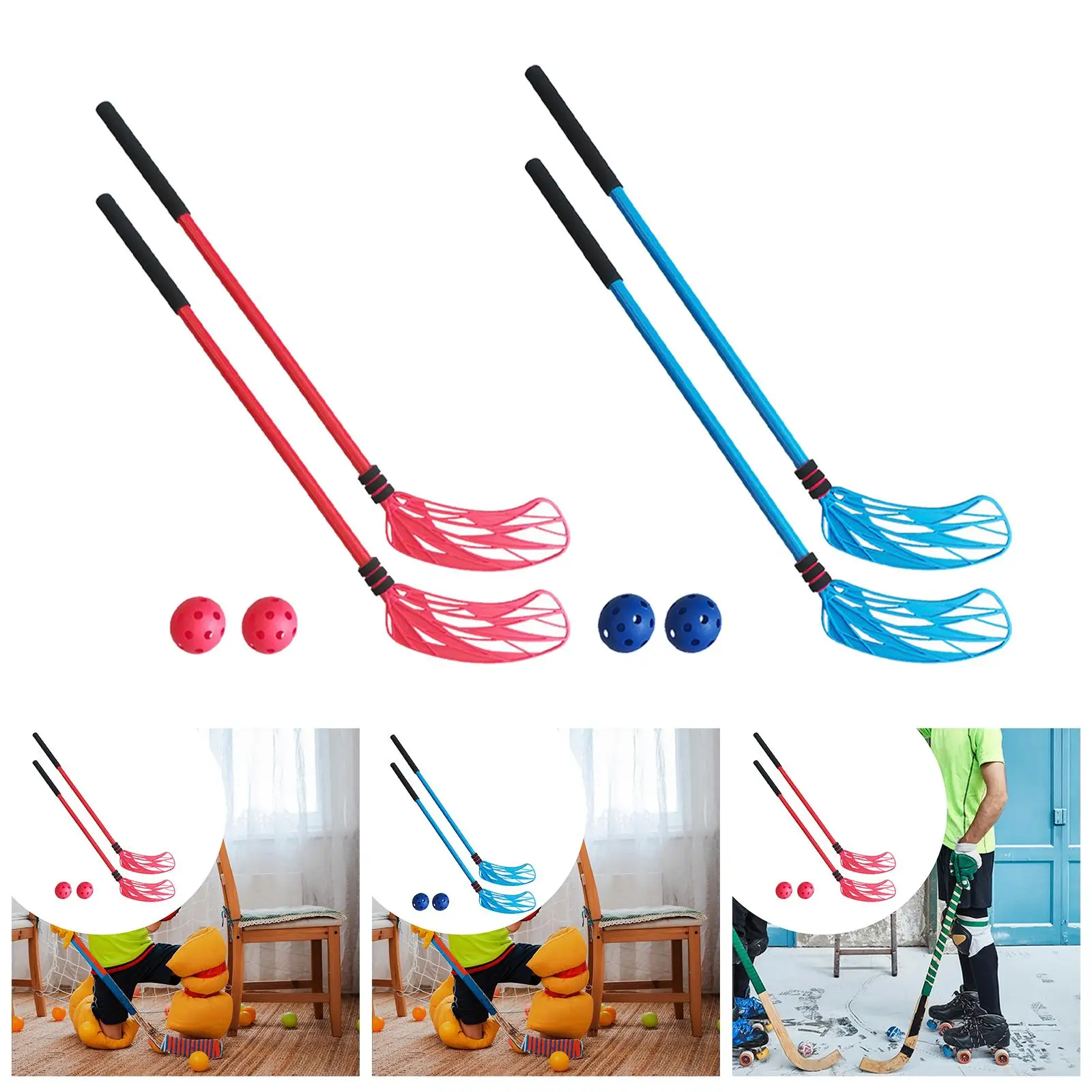 

2 Pieces Kids Hockey Stick and Ball Set Preschool Kids Hockey Game Sports Starter Set for Boys Girls Children Indoor Outdoor