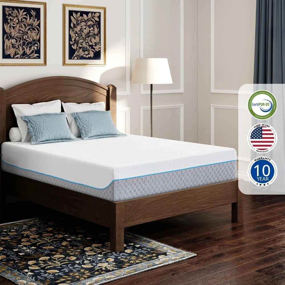 King Mattress 12 Inch Cooling Gel Memory Foam, Fiberglass Free, Mattress Bed in a Box for Back Pain Relief, Medium Firm