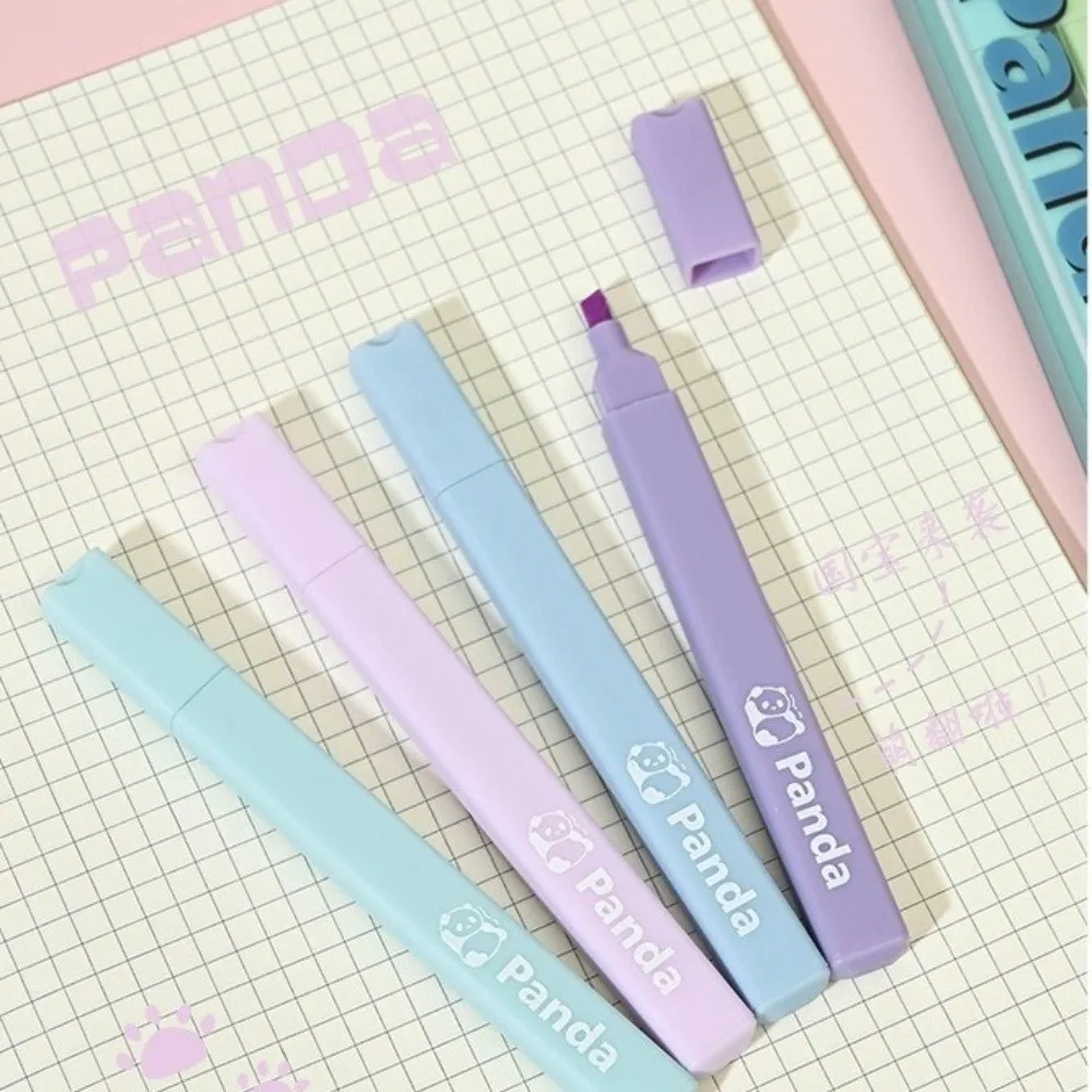 4pcs Set Cute Macaron Color Highlighter Pens Set Multi-color Fluorescent Marker Pens Chisel Tip Fluorescent Pen Office Use