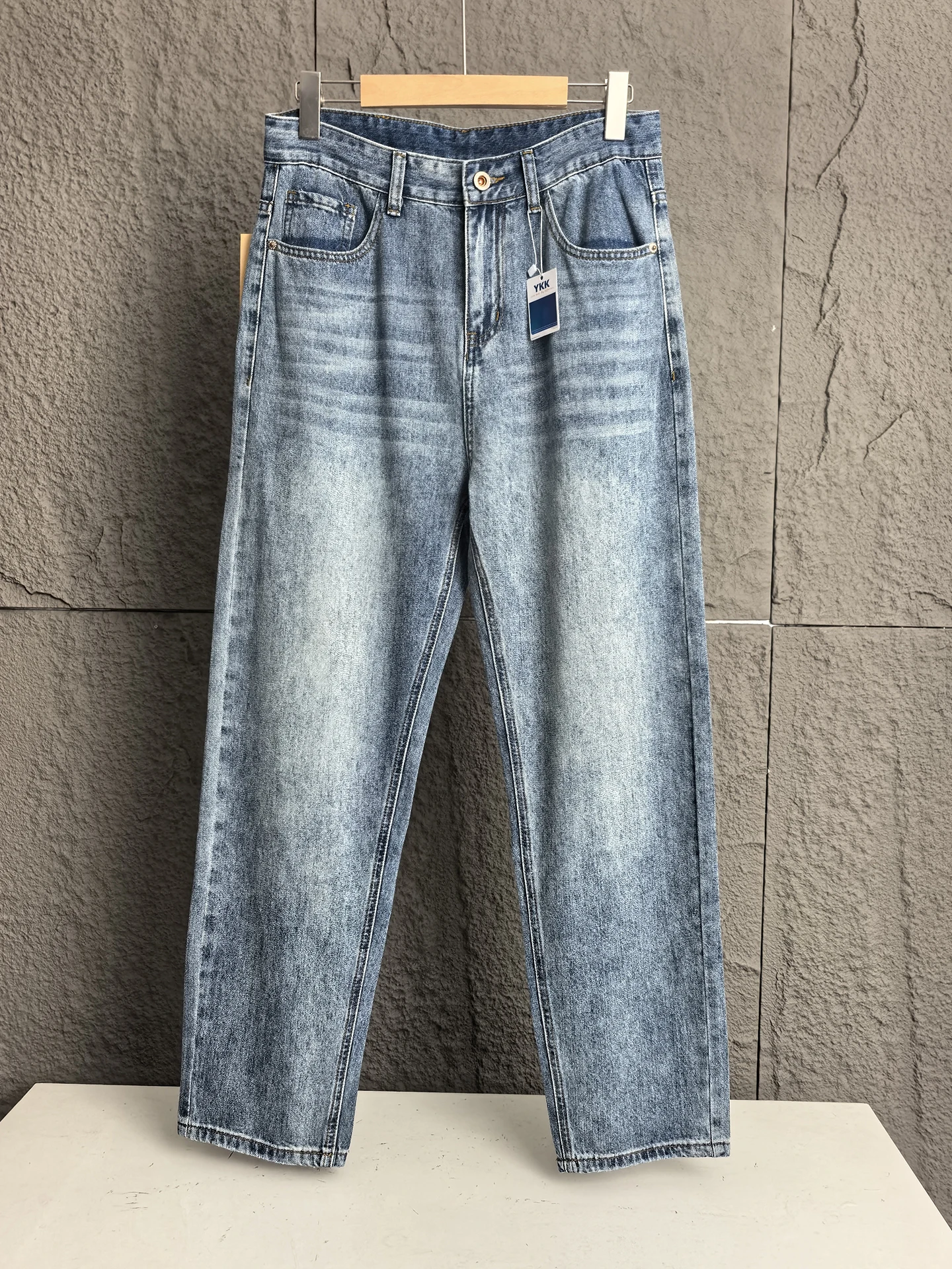 

Мужские джинсы в японском ретро-стиле, со средней посадкой, светлые, прямые, эластичные, удобные, дышащие, для весны и осени