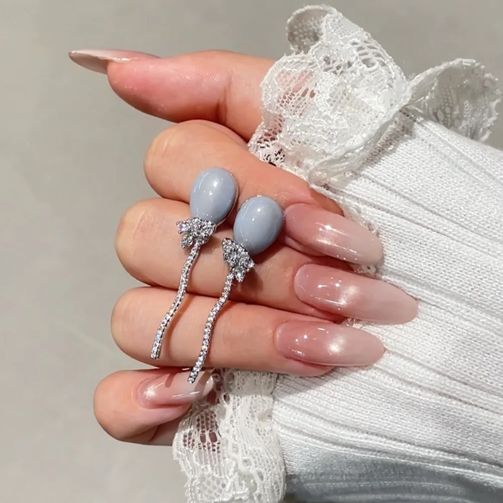 أقراط متدلية على الموضة الإبداعية عيار 925 من الفضة الإسترليني اللامعة مليئة بالون الزركون والضباب الأزرق للنساء مجوهرات كورية