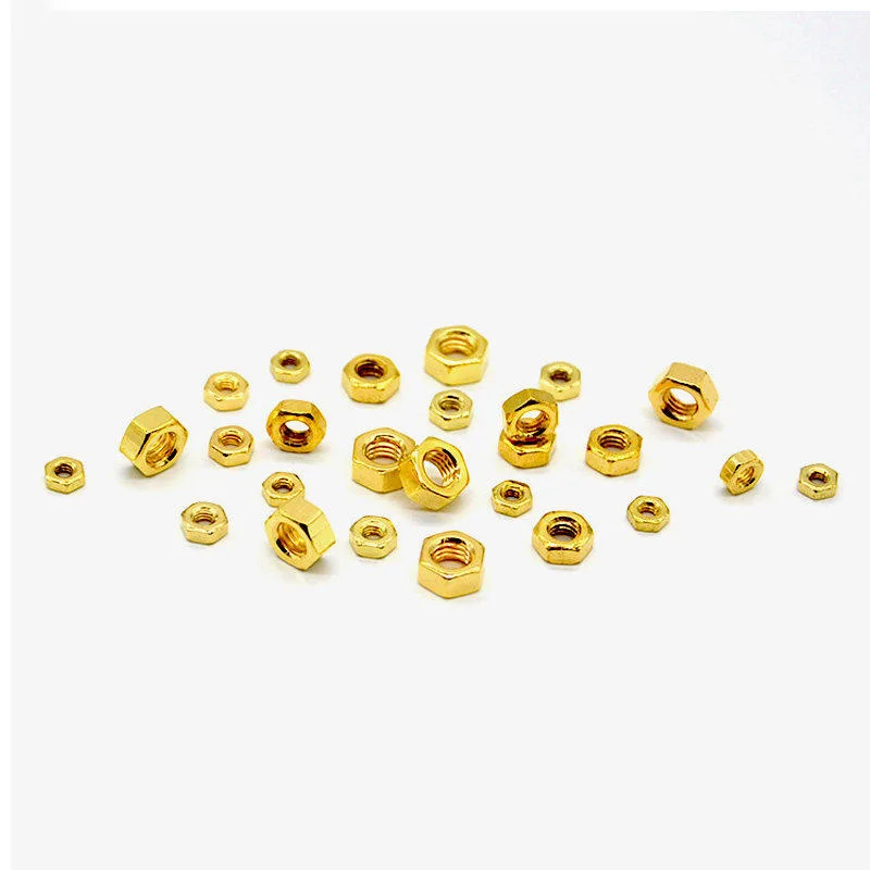 50-100pcs M2–m6 Titanium-plated Grade 8.8 High-strength Hex Nuts, Ultra-hard Carbon Steel Metal Nuts, Gold For Screws And Bolts