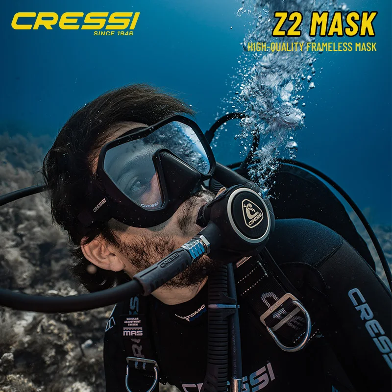 Máscara de Buceo sin Marco Cressi para Adultos - Lente Monocular de Visión Amplia - Bajo Volumen Interno - Borde de Silicona Suave - Z2: Diseñada en Italia