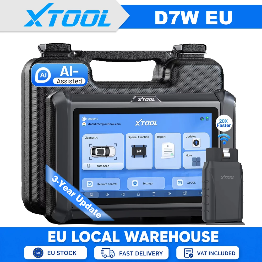 Outil de diagnostic sans fil XTOOL D7W, codage ECU avancé, scanner OBD2 bidirectionnel, 39+ fonctions spéciales avec programmation de clés, CAN FD intégré, DoIP, FCA AutoAuth, scanner automobile D7 W, 3 ans de mises à
