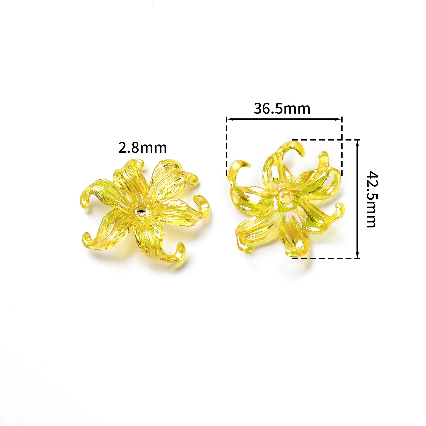 5pcs/Lots AB Color Acrylic Iris Flower Beads Random Color 3D Flower Charms for DIY Jewelry Making Earrings Necklaces Supplies
