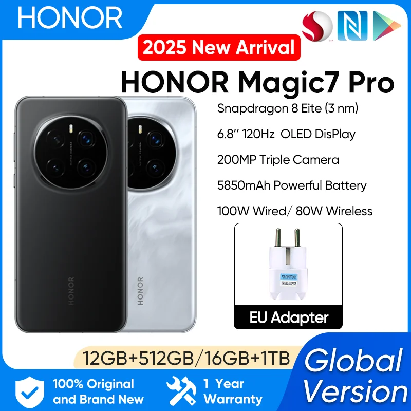 

【2025 New Arrivals】 HONOR Magic7 Pro Global Version 5G AI Smartphone Snapdragon 8 Elite 6.8''120Hz Display 100W Fast Charge IP69