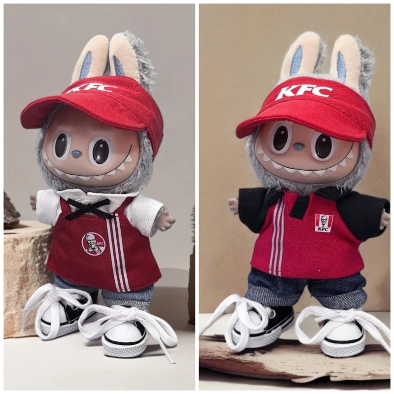 

Clothing Only V1 V2 V3 For Labubu High Energy Macaron Series Kec Workwear Red Professional Suit In Front Of The Clothes