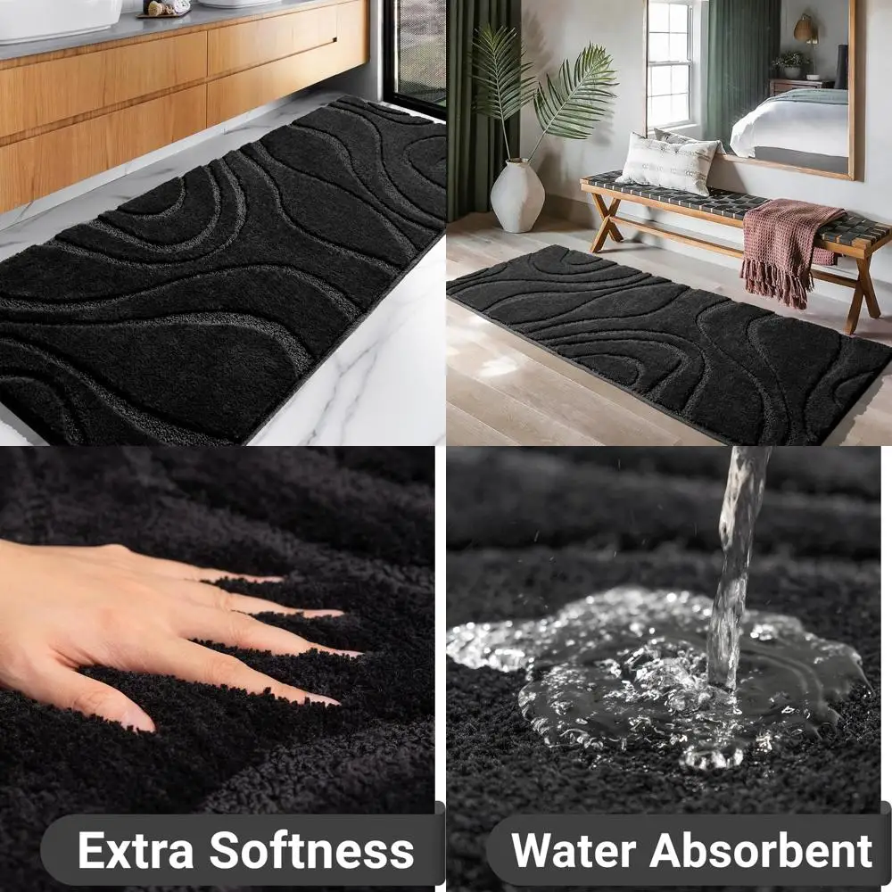 

Ultra Soft 24x60 Inch Water Absorbent Non-Slip Bath Rug Runner - Quick Dry and Machine Washable Long Bathroom Rugs