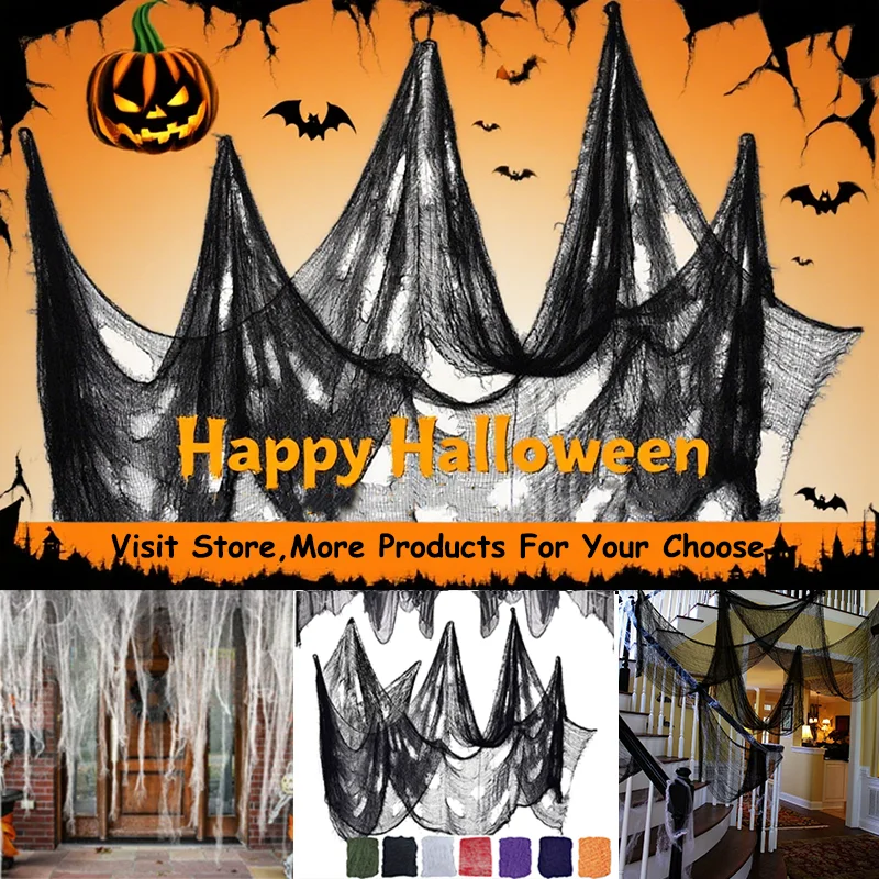 

Horror Halloween Decoration Black Gauze Spider Web Scary Haunted Houses Home Decor Terror Scene Props Halloween Party Decoration