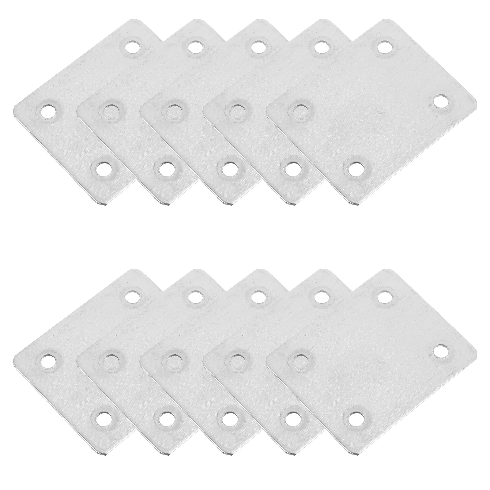 

10pcs Stainless Steel Connecting Plates Flat Furniture Brackets for Wood Mending Sheets Straight Metal Plates