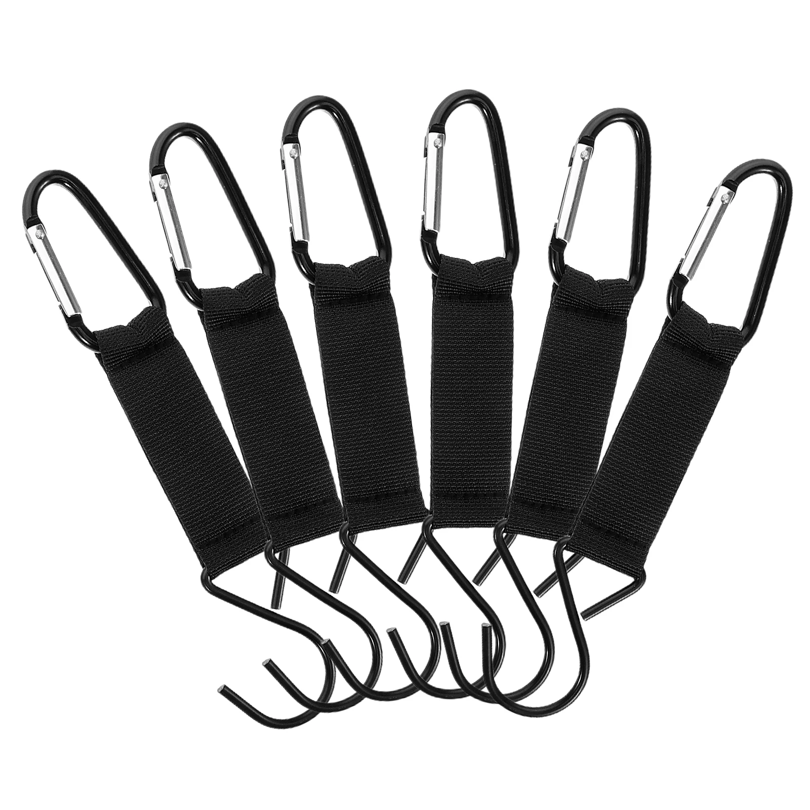 

6PCS Outdoor Backpack Hooks Aluminum Buckle Nylon Strap Climbing Gym Hiking Camping Trekking Mountaineering Pole Lock Hanger