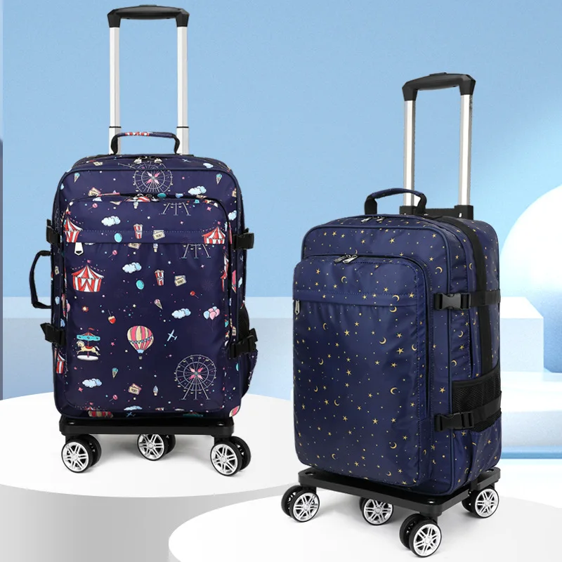 Small Lightweight 20 Inch Luggage Bag with Pull Rod Travel Backpack Zipper Cloth Box Boarding Bag Student Travel Bag