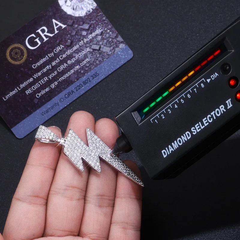 

Ожерелье Iced Out с муассанитом и молнией, серебро S925 с позолотой 18 карат, ледяной хип-хоп стиль для ожерелья Rappers