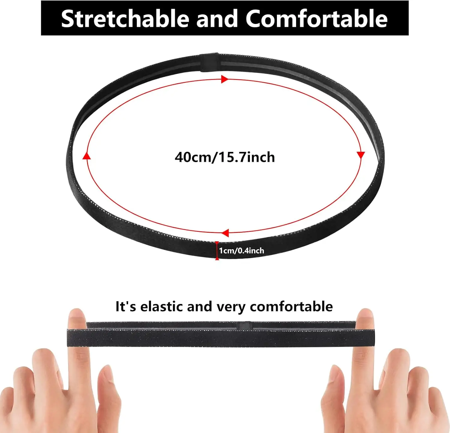 3/12Pcs Elastic Sport Headbands, Non Slip Silicone Grip Stretchy Skinny Hair Bands, Sweatbands Men Women Running Yoga Basketball