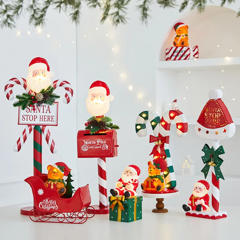 New Christmas Scene Decoration Iron Elderly Mailbox Mall and Hotel Atmosphere Glowing Decorative Ornament Home Decorations