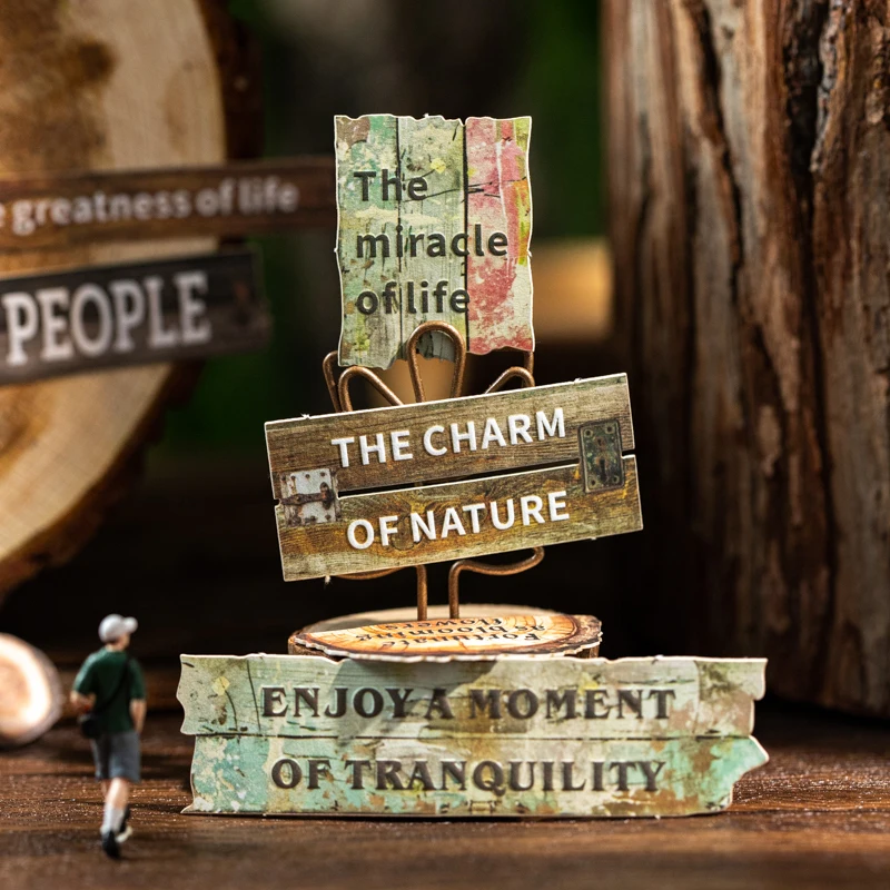 

Card Lover 25 Pcs [Wood Grain Whisper Series] Embossed Hard Card Stickers with Aged Wood Crackle English Alphabets Journaling