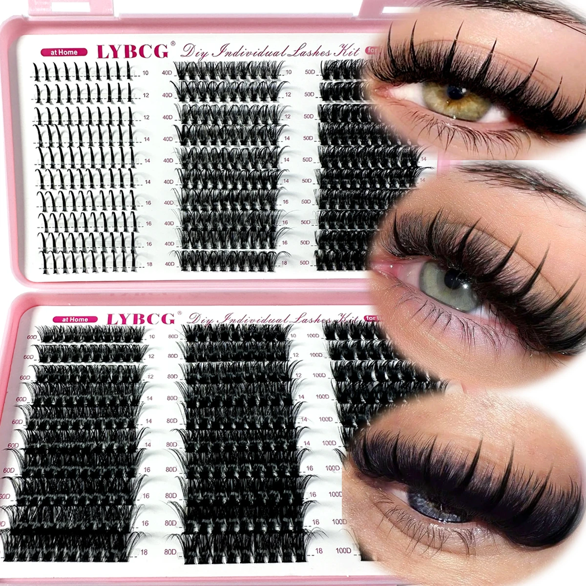 Spikes Lash Individuals Volumen-Wimperncluster D-Curly Lash Clusters Kit 10–20 mm DIY Wimpernverlängerungen, 6 Stile Wimperncluster