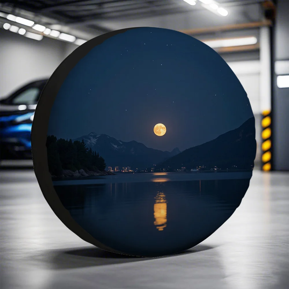 One Piece Of Trendy Tire Covers Featuring A Full Over A City Skyline, Made From Durable Polyester, Suitable For Birthday Parties