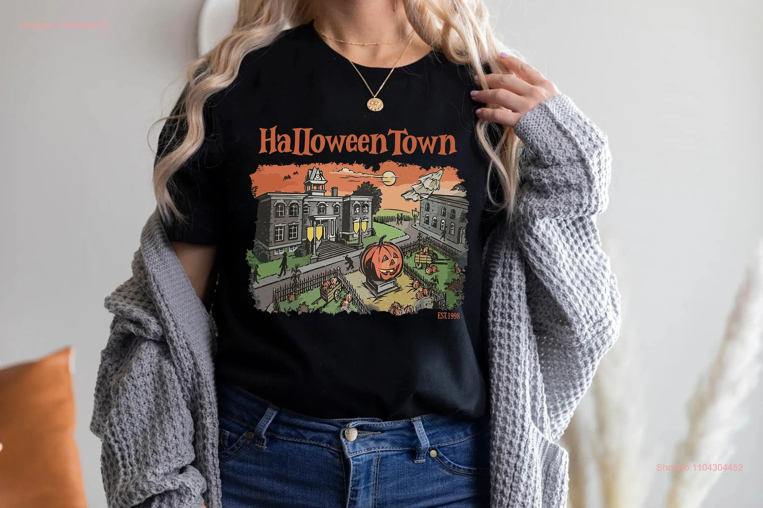 HalloweenTown EST 1998 T Shirt Halloween season Scary Pumpkin sweaT fall patch tee grateful long or short sleeves