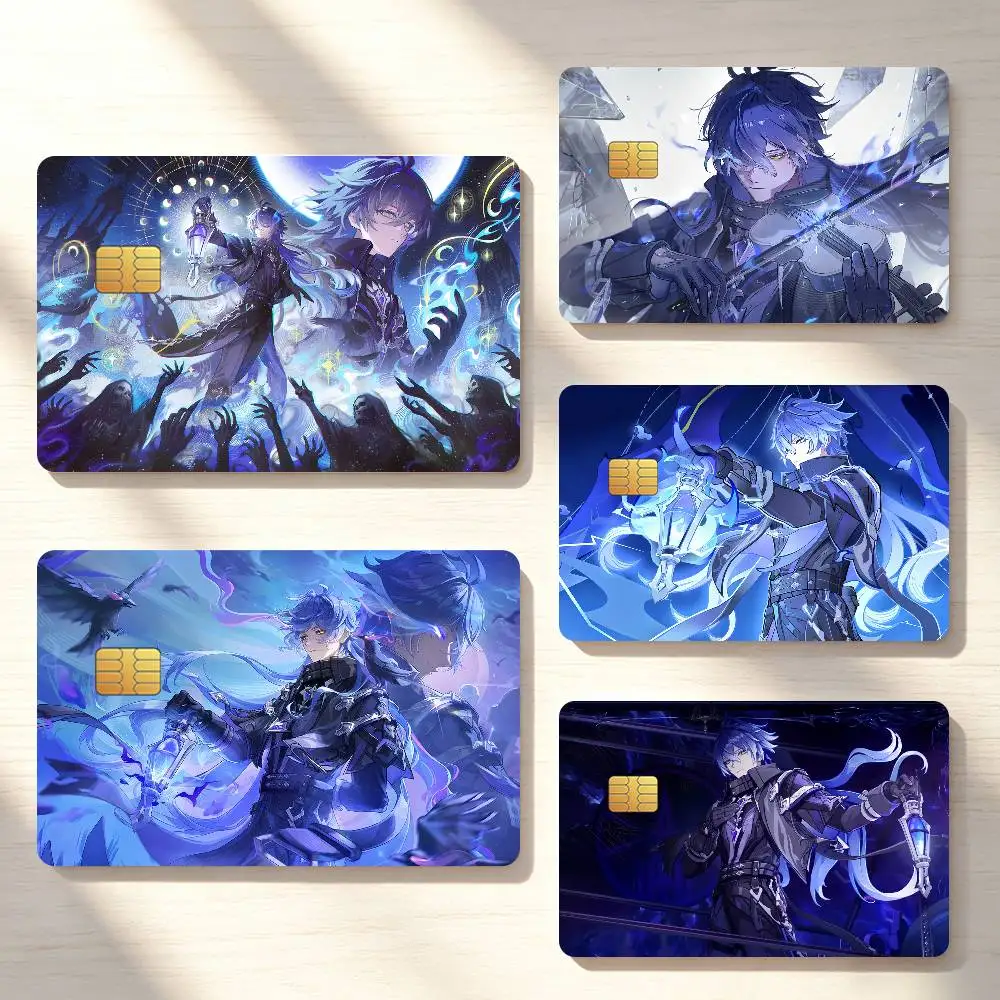 Game Genshin Impact Flins Credit Card Sticker Waterproof Anti-Scratch 4PCS Bank Debit Traffic Cover Decoration