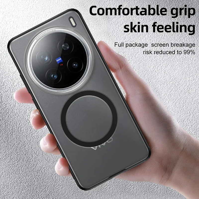 Vivo X200 Ultra X100S Pro 전화 케이스 자기 Magsafe 무선 충전 투명 충격 방지 소프트 에지 PC 뒷면 커버 케이스